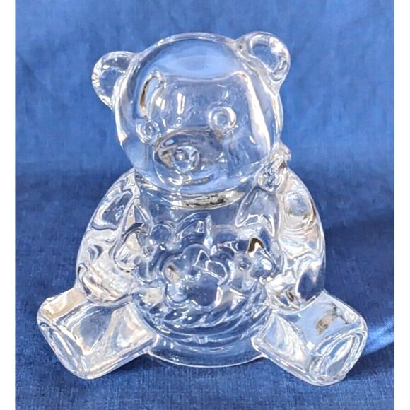 VTG Cristal D’Arques Teddy Mini Figurine Holding Flowers 24% Lead Sticker France - Picture 14 of 16